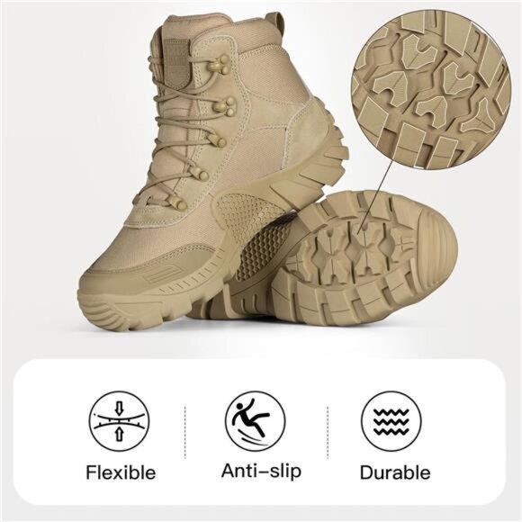 FREE SOLDIER Men's Waterproof Hiking Boots Tactical Work Boots Outdoor - Picture 5 of 14